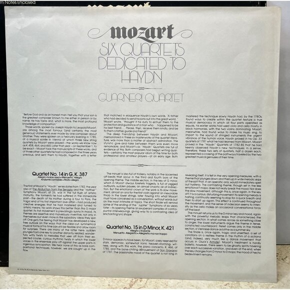 Guarneri Mozart Six Quartets Dedicated To Haydn 3LP Box Set RCA Red Seal CRL1988 - Picture 3 of 9